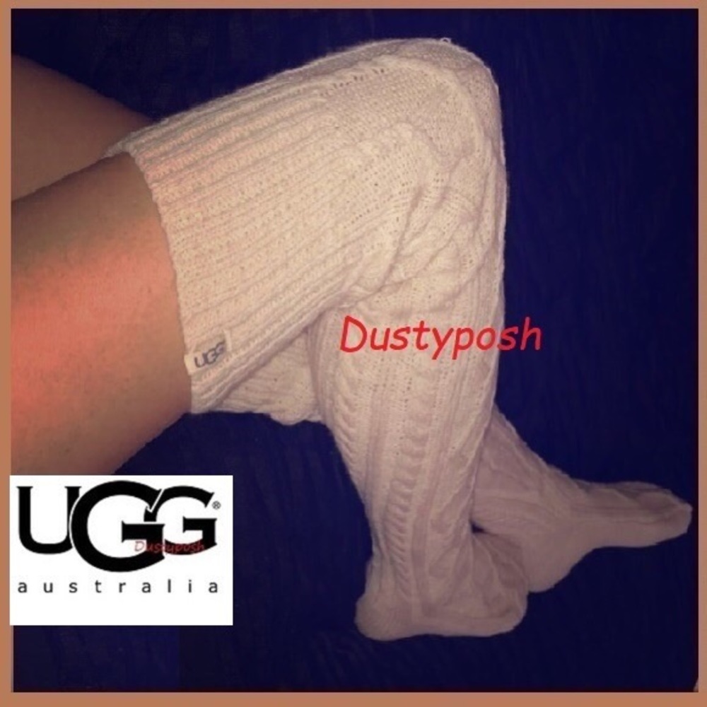 UGG Cable Knit Over The Knee Socks Thigh High Boot Cozy Bedroom Discontinued NWT - Picture 7 of 8